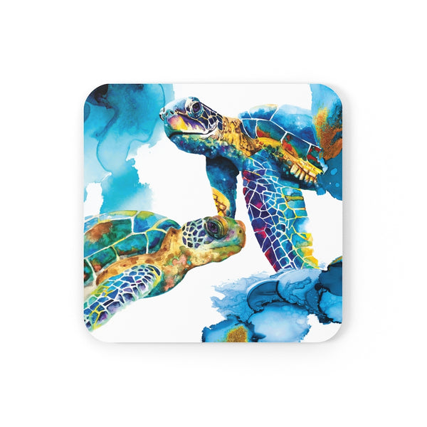 Cork Back Coaster - sea turtles