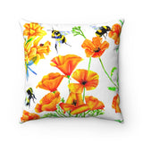PREMIUM CUSHION COVER - California Poppies and Bees